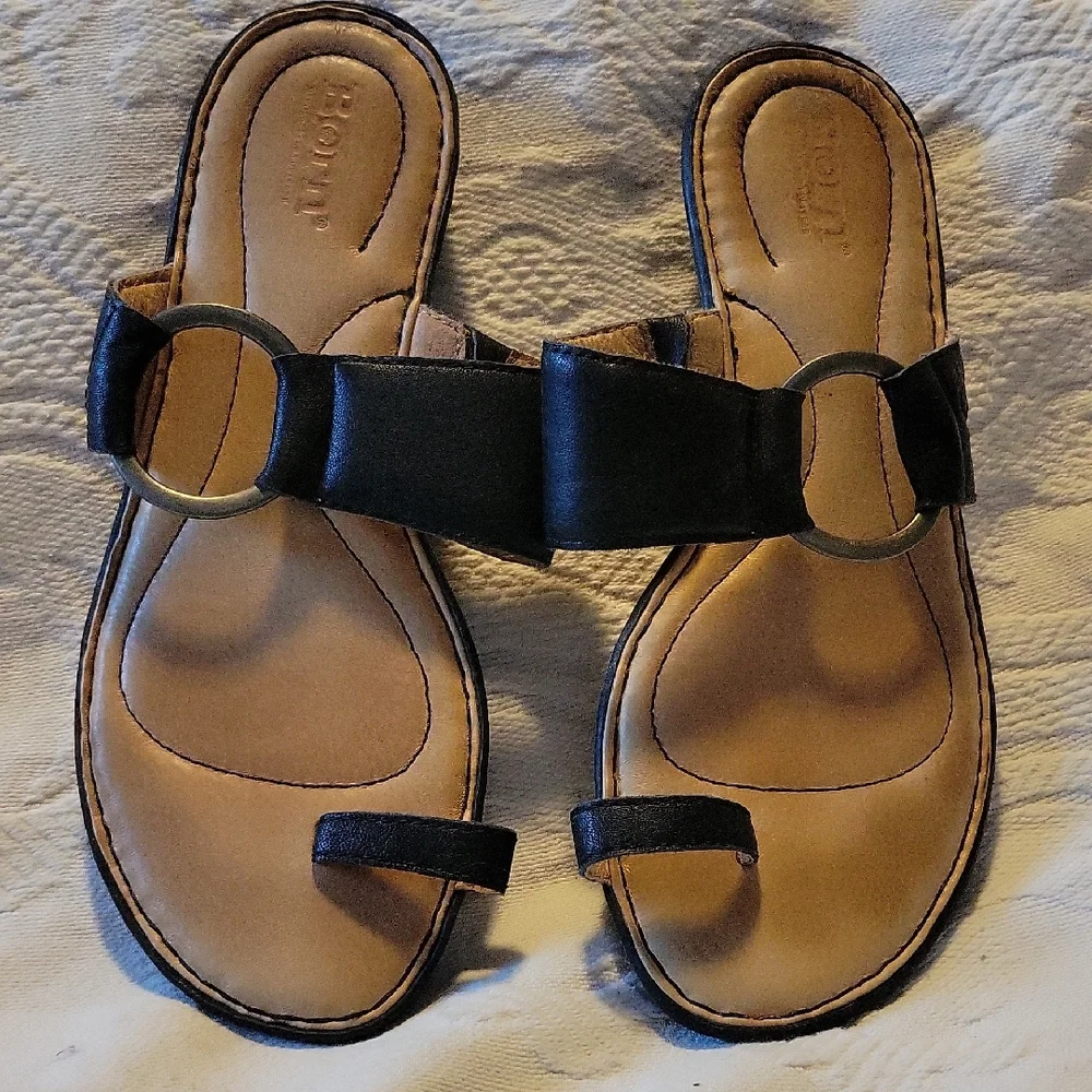 Born Black Leather Sandals - Picture 1 of 4
